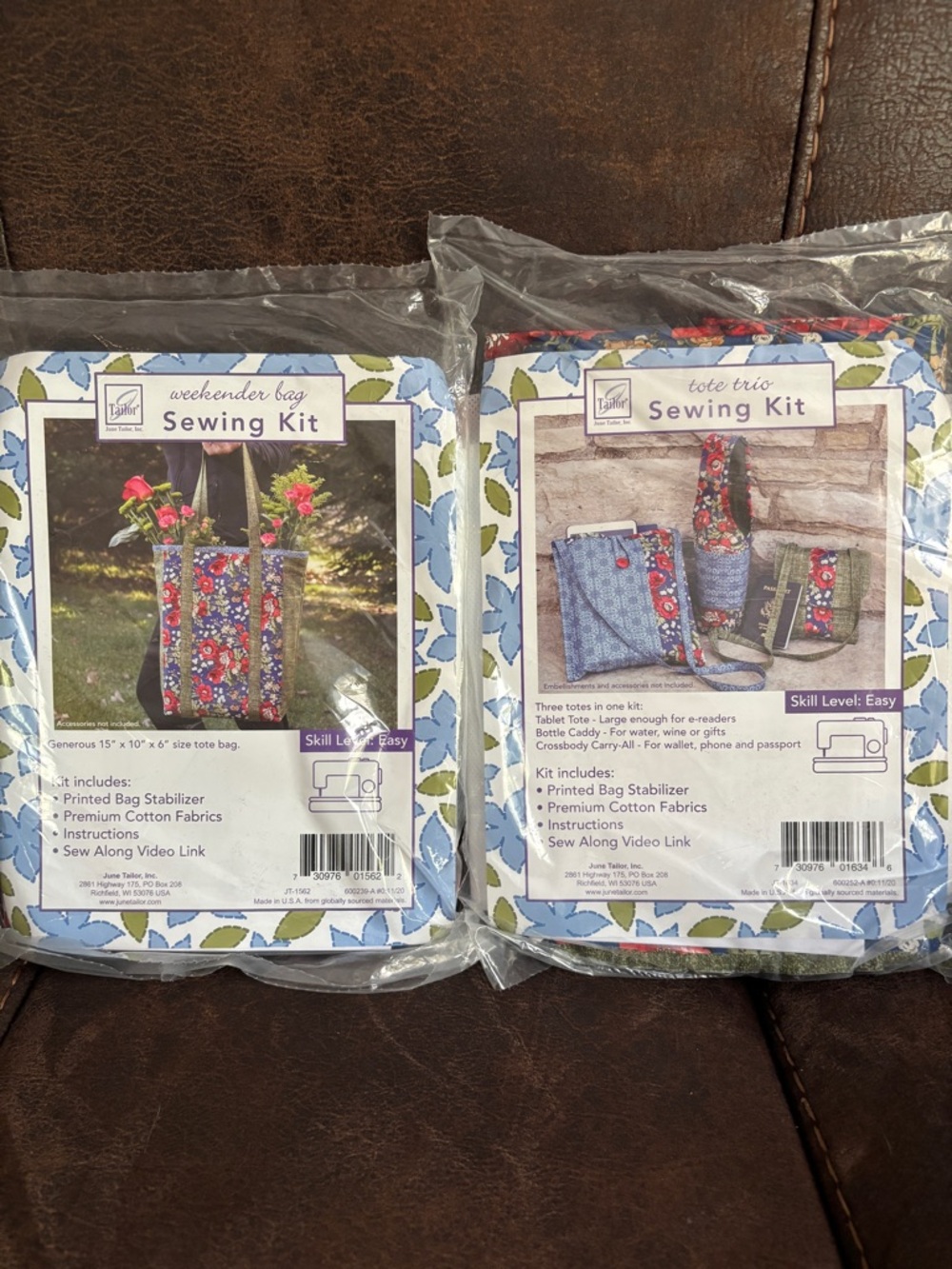 2 June Tailor Tote Trio and Weekender Bag sewing kit